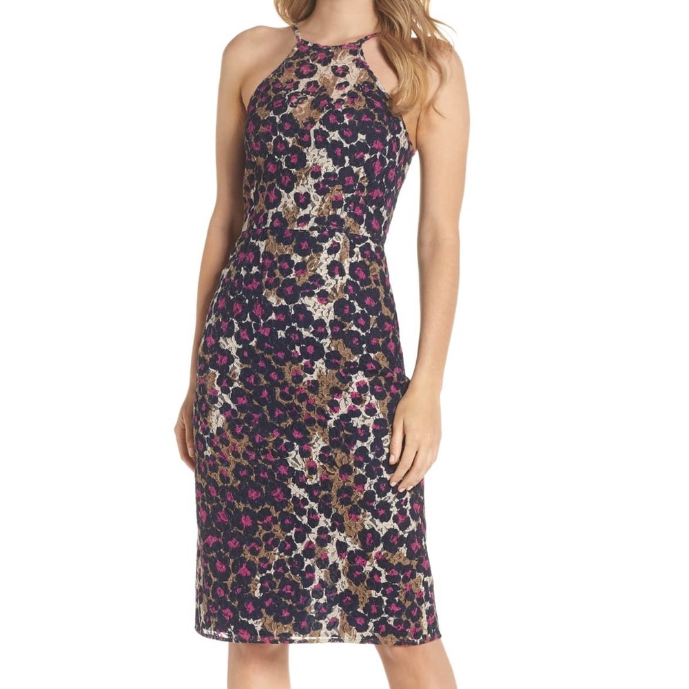 NWOT Trina Turk lace leopard print dress